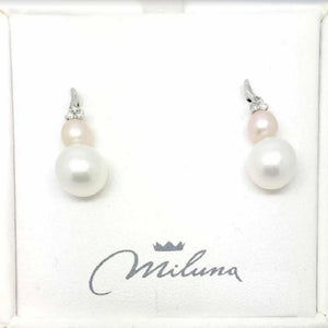 Miluna Women's Earrings in White Gold and Pearls PER1722
