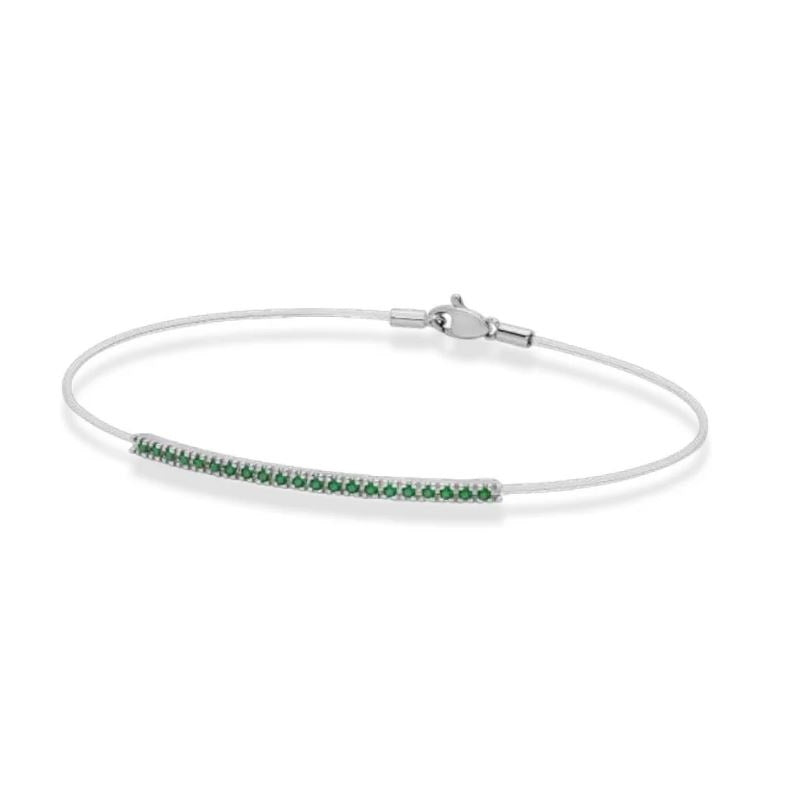 Paddle Bracelet in Nylon and Tennis Bar in White Gold and Emeralds PHBE9549.020