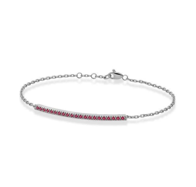 Paddle Bracelet with Tennis Bar in White Gold and Rubies PHBR9561.020