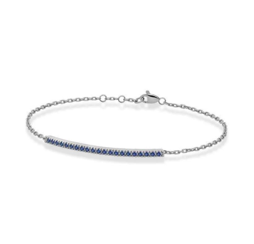 Paddle Bracelet with Tennis Bar in White Gold and Blue Sapphires PHBZ9561.020