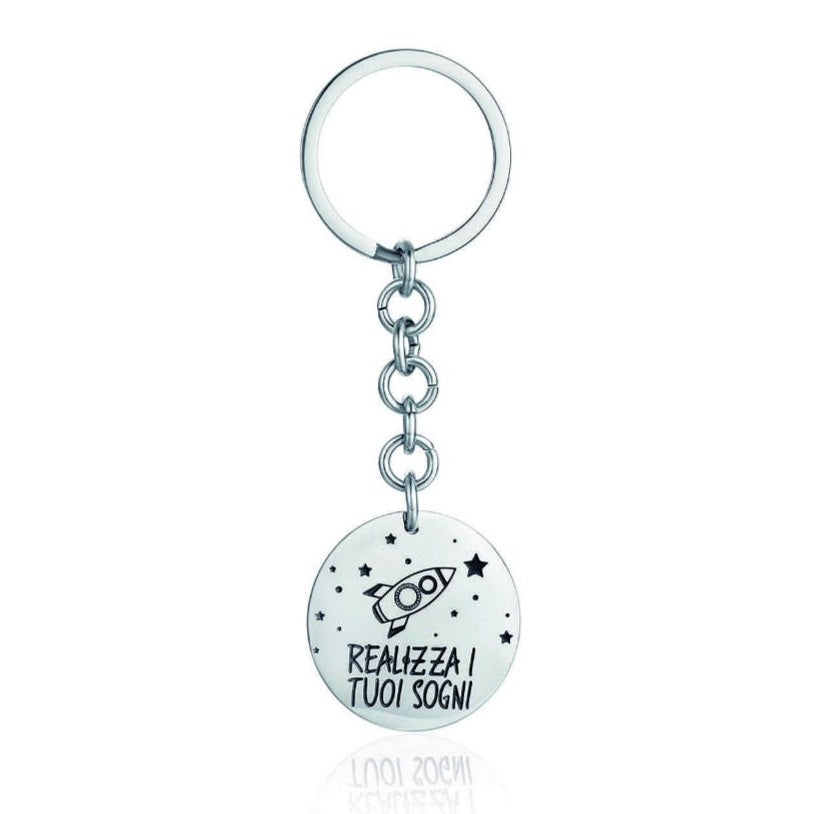 Steel key ring with the phrase make your dreams come true Luca Barra PK213