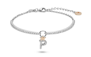 BRA 192 Bracciale Comete con lettera P  in argento con zirconi
