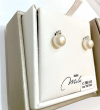 Carica l&#39;immagine nel visualizzatore di Gallery, Orecchini In Oro Bianco Da Donna Miluna con Diamanti 2 Punti Perla 7,5-8mm PER1775
