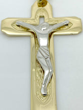 Carica l&#39;immagine nel visualizzatore di Gallery, Croce in Oro 18 kt da Uomo modello grande bicolore
